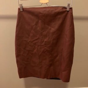 Express Brown Faux Leather Knee Length Skirt